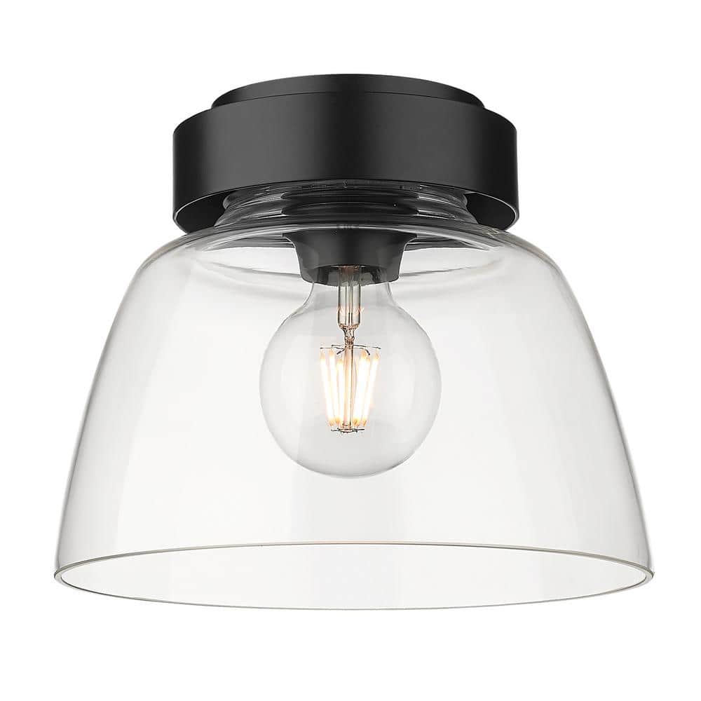 Golden Lighting Remy Flush Mount - 10  in Matte Black with Clear Glass Shade