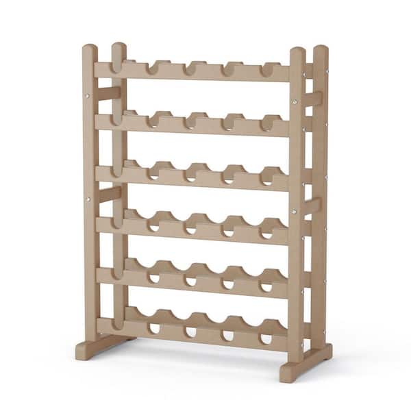 Tileon 30-Bottle   Light Brown Wood HDPE Freestanding Wine Rack