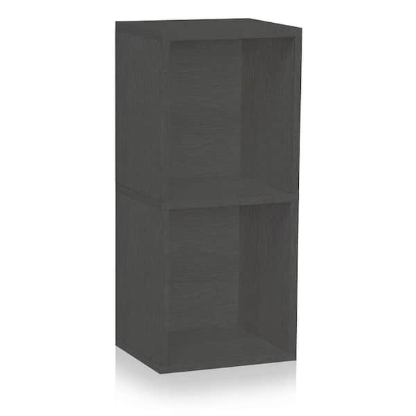 Way Basics Doubleton 30.2 in Charcoal Black zBoard Paperboard 2-Shelf Standard Bookcase