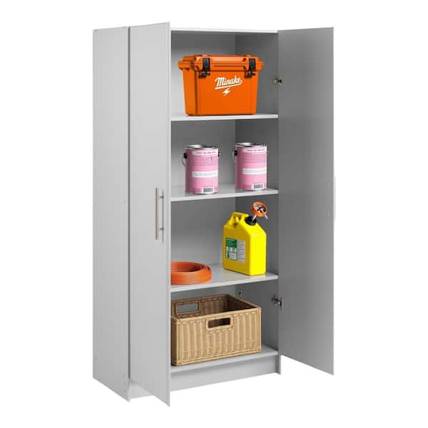 Prepac Wood Freestanding Garage Cabinet in Light Gray (32 in. W x 65 in. H x 16 in. D)
