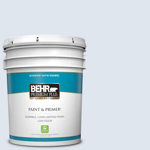 BEHR PREMIUM PLUS 5 gal. #600C-1 Mystic Light Satin Enamel Low Odor Interior Paint & Primer
