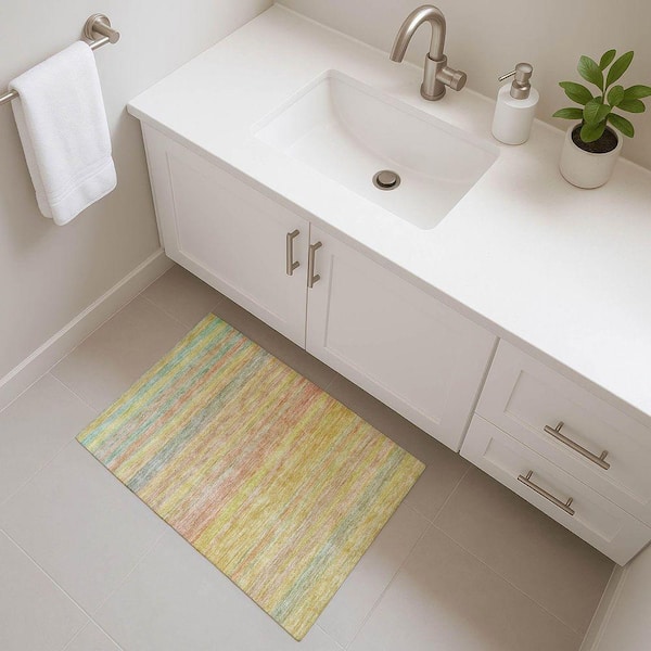 Mayfield Premium Machine Washable Abstract AMF1639 Gold 2 ft. x 3 ft. Area Rug