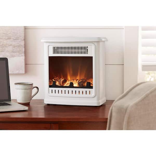 Hampton Bay Crestland 13 in. Desktop Electric Fireplace in White