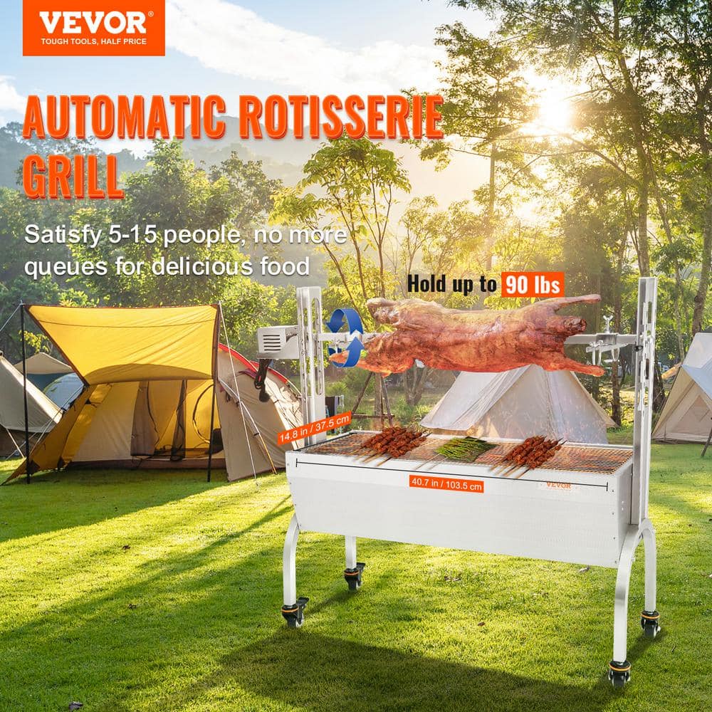 VEVOR 46" Stainless Steel Rotisserie Grill with Adjustable Height