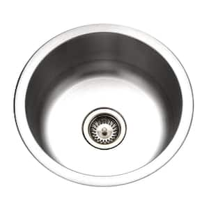 Houzer Club 18 in. Stainless Steel Undermount Single Round Bowl Bar Sink with Strainer - CF-1830-1