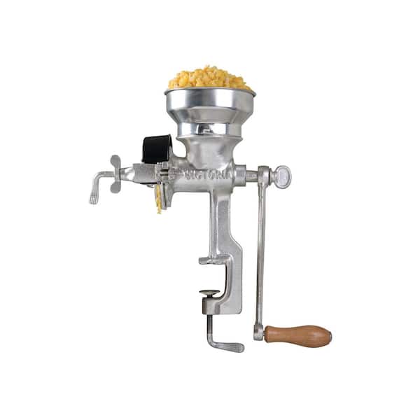 Victoria Grain Grinder with Low Hopper, Corn Mill, Tinned Cast Iron