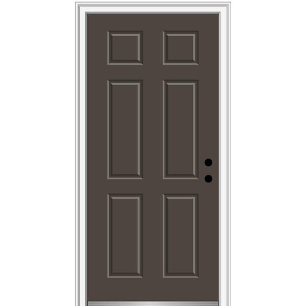 MMI Door 30 in. x 80 in. Left-Hand Inswing 6-Panel Classic Painted Fiberglass Smooth Prehung Front Door