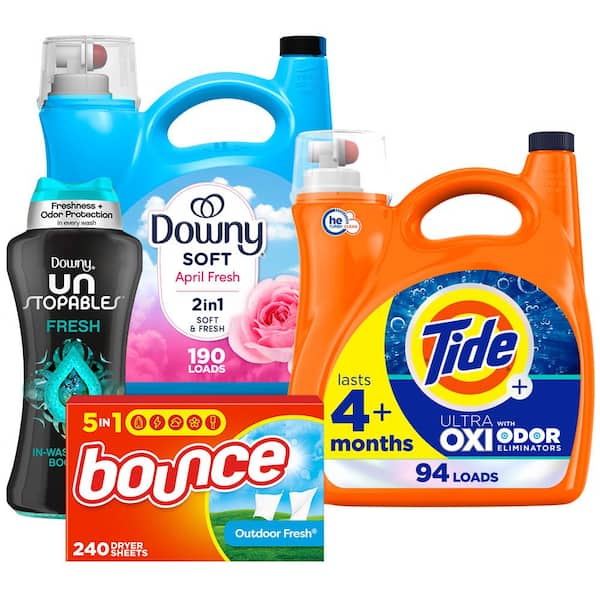 Ultra Oxi 132 oz Original Liquid Laundry Detergent (94 LDS) + Fabric Softener + Dryer Sheets + Scent Booster Bundle