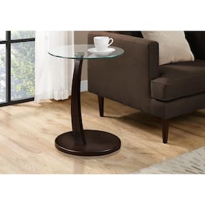 Espresso End Table with Tempered Glass