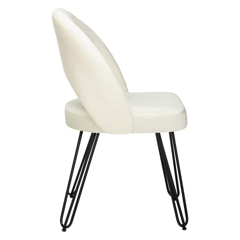 Creme Velvet & Matte Black Transitional Side Chair