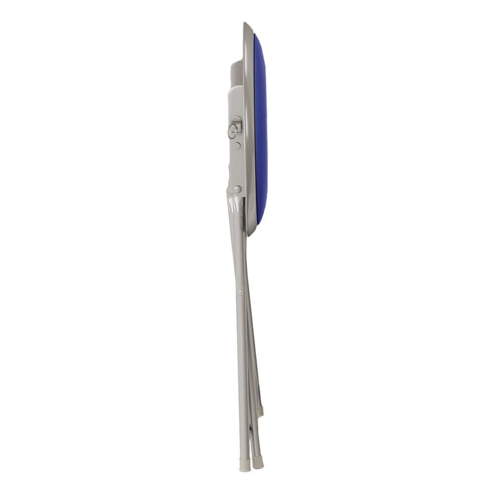 Royal Blue Metal Folding Backless Bar Stool