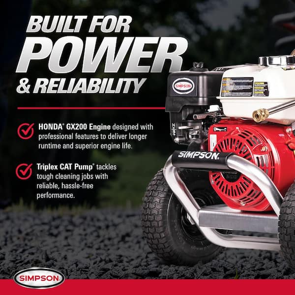SIMPSON 3400 PSI 2.5 GPM Gas Pressure Washer, Honda GX200 Engine