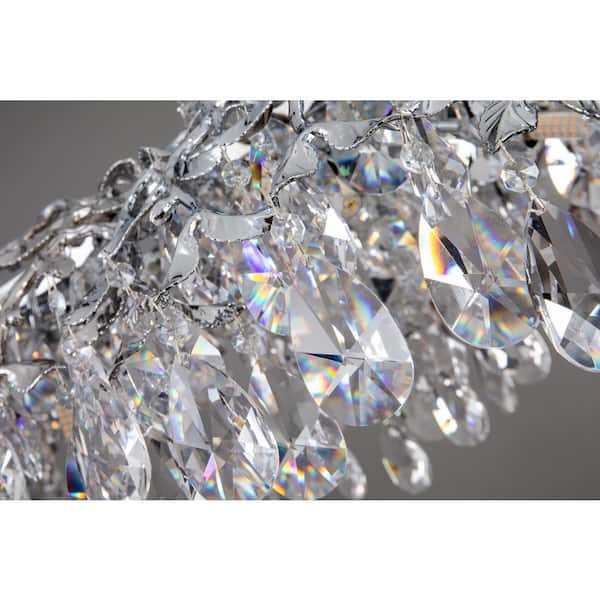 YUYI Modern Crystal Chandelier 51in. 14-Light Silver Tree Branch