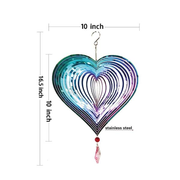 17 in. H Multi-Colored Steel 3D Wind Spinner Hanging Yard Garden
