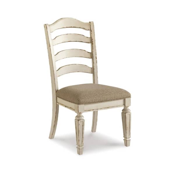 Alyn White and Taupe Polyester Ladder Back Dining Side Chair (Set of 2)