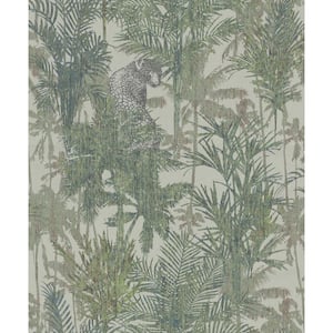 Hidden in the Jungle Green Paper Strippable Wallpaper (Covers 57 sq. ft.)