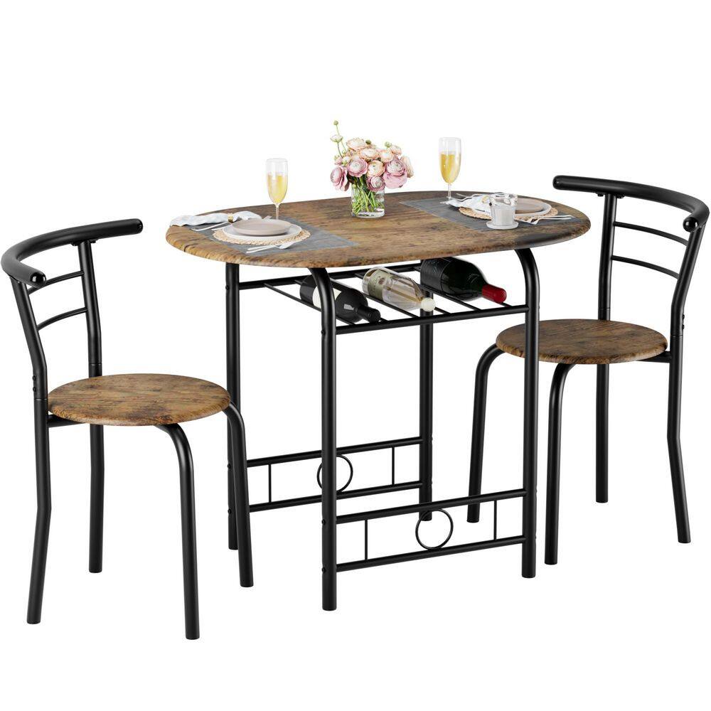 Creaser 3-Piece Walnut Color Dining Table Set