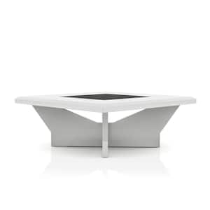 Blu Creek 38 in. White High Gloss and Black Square Glass Coffee Table