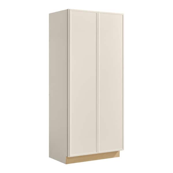 Leyton 36 in. W x 24 in. D x 84 in. H Ready To Assemble Plywood Slim Shaker Wide Pantry Kitchen Cabinet in Antique White