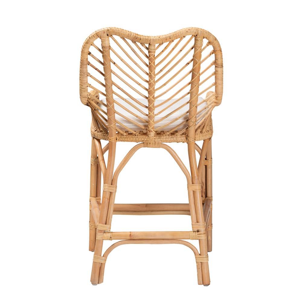 Arween Handcrafted Natural Brown Rattan Bohemian Counter Stool