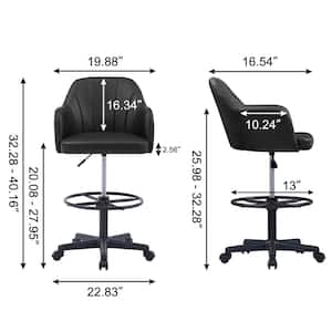 Premium PU Swivel Drafting Chair with Adjustable Height and Lumbar Support for Home Office Office Stool, Black