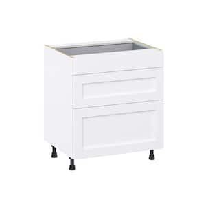Mancos Bright White Shaker Assembled Base Kitchen Cabinet with 3 Drawers (30 in. W x 34.5 in. H x 24 in. D)