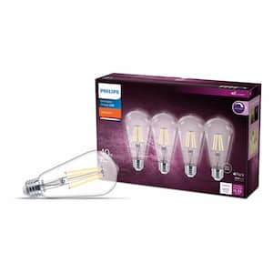 40-Watt Equivalent ST19 Clear Dimmable E26 Vintage Edison LED Light Bulb EyeComfort Technology Soft White 2700K (4-Pack)