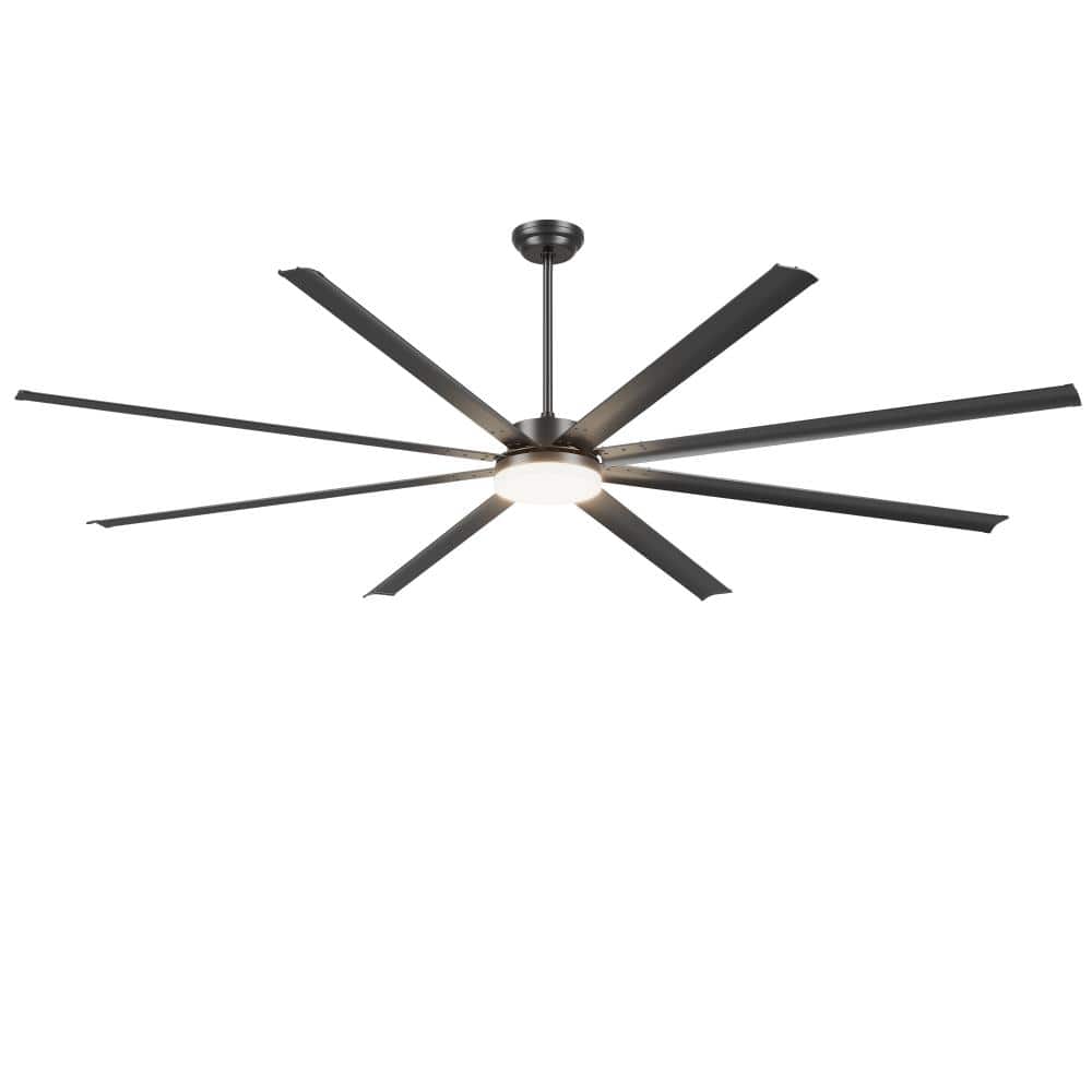 96 in. Black Industrial Downrod Mount Ceiling Fan with Light, 8 Aluminum Blades, Remote Control, 6-Speed PM DC Motor price history on PriceWatchPro