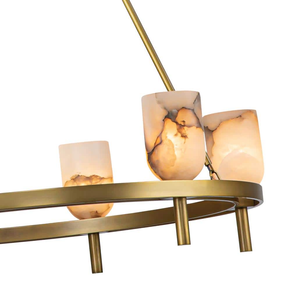 Lucian Vintage Brass and Crystal 6-Light Chandelier