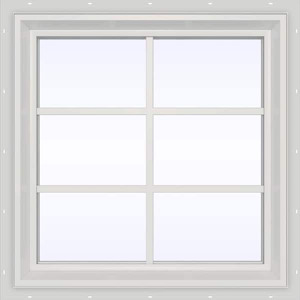 JELD-WEN 23.5 in. x 29.5 in. V-2500 Series White Vinyl Fixed Picture Window with Colonial Grids/Grilles