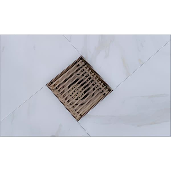 RELN 8 in. x 8 in. Stainless Steel Square Shower Drain with Wave