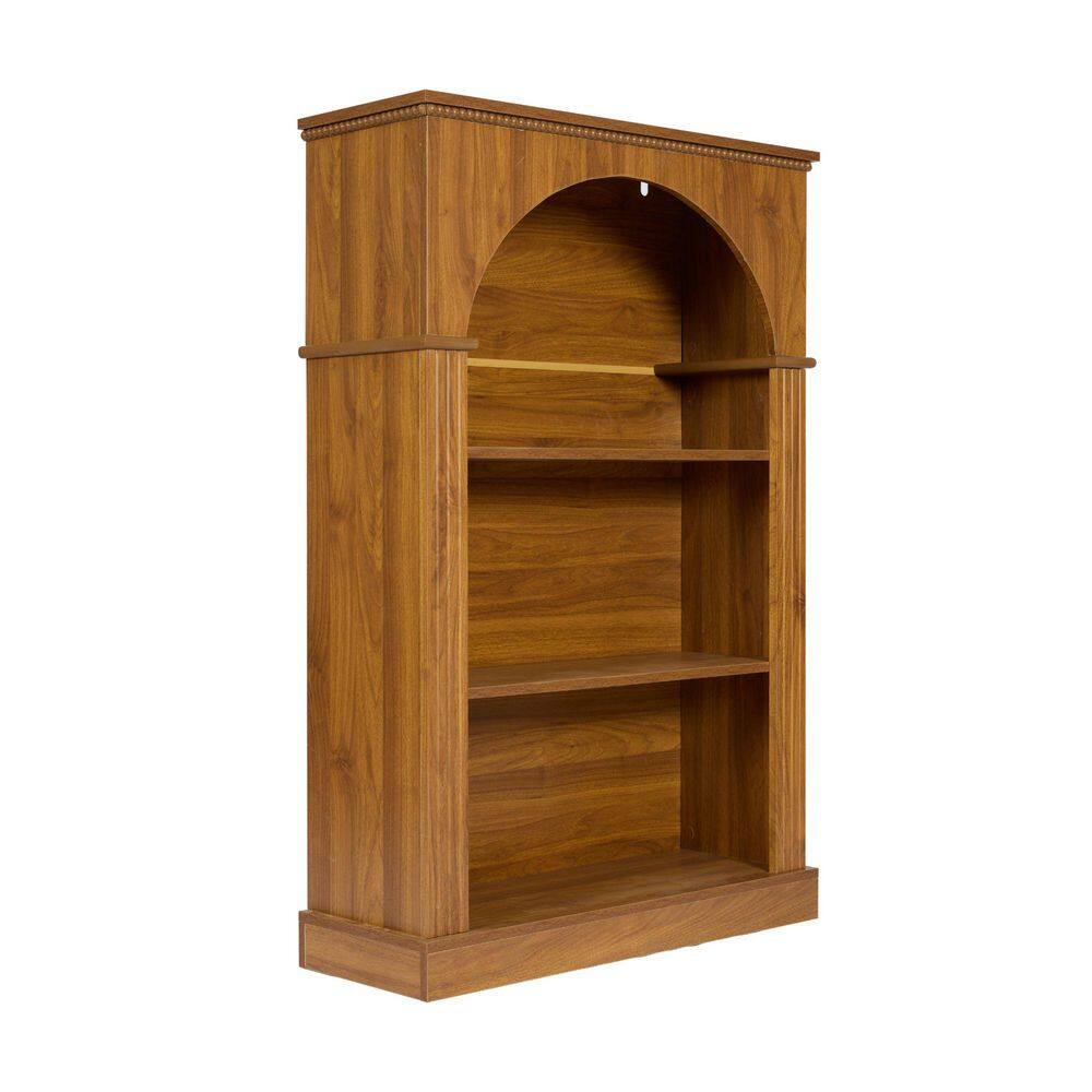 Sky 48 in. Tall Walnut Melamine Particle Board 3-Tier Shelf Accent Storage Bookcase with Decorative Beaded Trim price history on PriceWatchPro