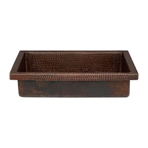 20 in. Rectangle Skirted Vessel Hammered Copper Sink