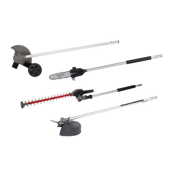 M18 FUEL QUIK-LOK Hedge Trimmer Attachment w/M18 FUEL 10 in. Pole Saw, Edger, Brush Cutter Attachments (4-Tool)