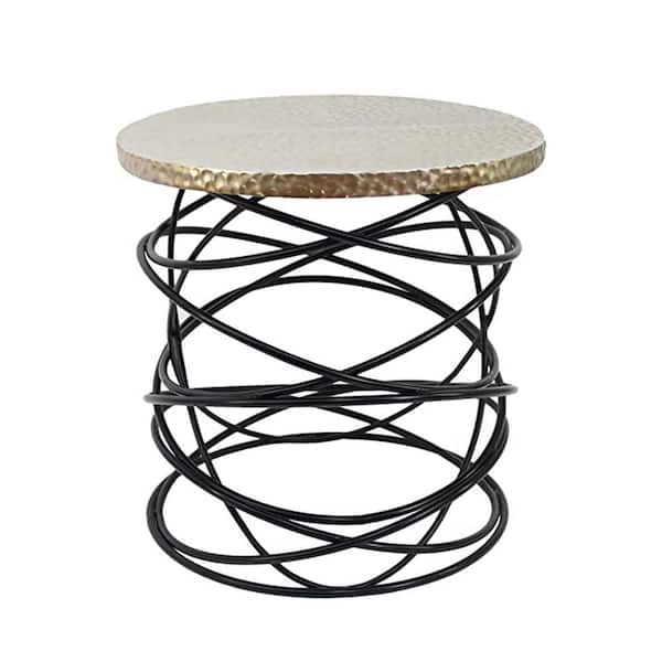 HomeRoots Mariana 23.25 in. Gold Cable-Shaped Base Accent Table