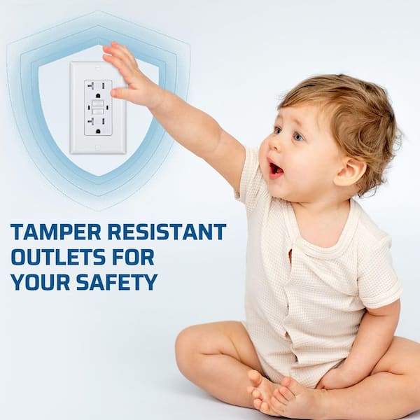 20A GFCI Outlet Receptacle Self-Test 2-Pack with LED Indicator, Wall plate Included, White