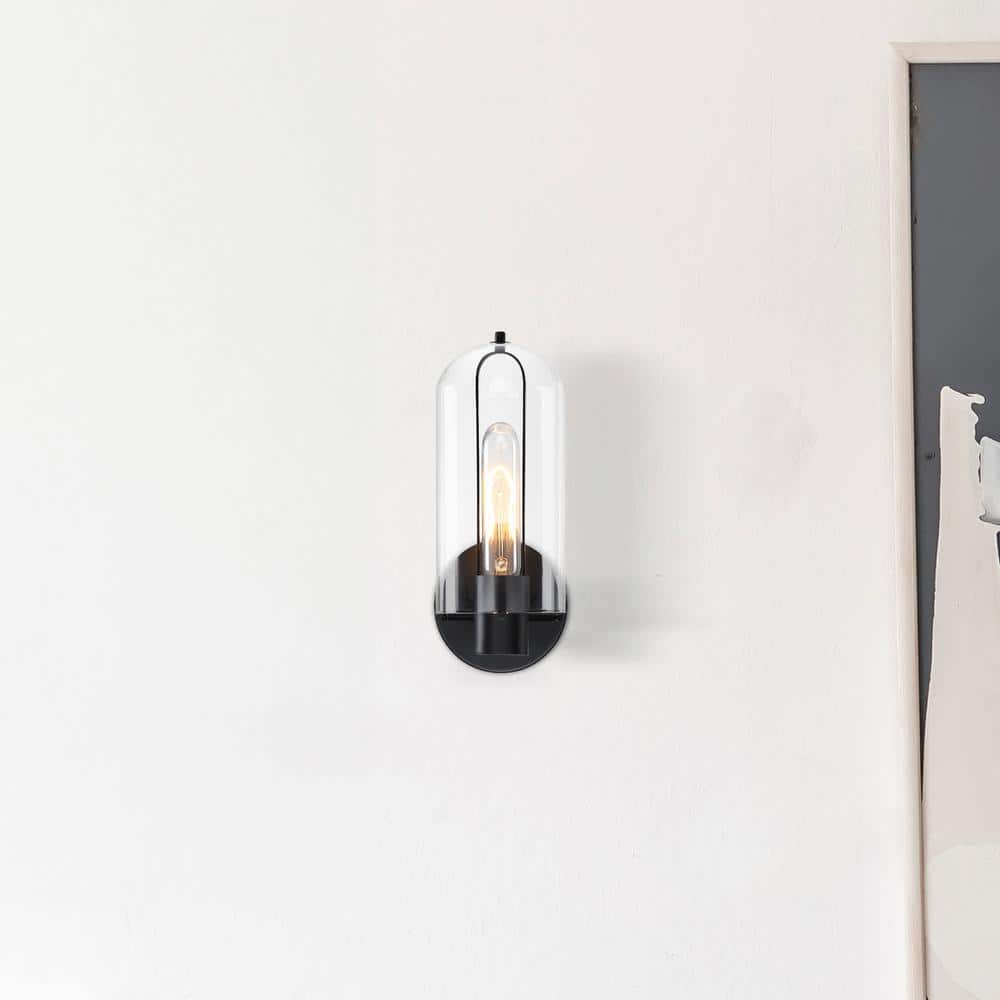 Skylar 5.25 in. 1-Light Matte Black Transitional Wall Sconce with Clear Glass Shade price history on PriceWatchPro