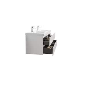 Angela 60 in. W x 19.5 in. D x 20.5 in. H MDF Painting Vanity Set in White with solid surface Top White Basin