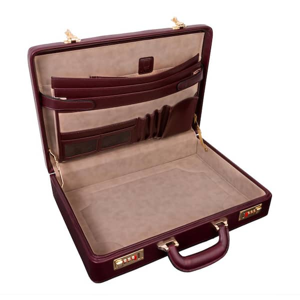 Burgundy Leather Briefcase - lingerose.com