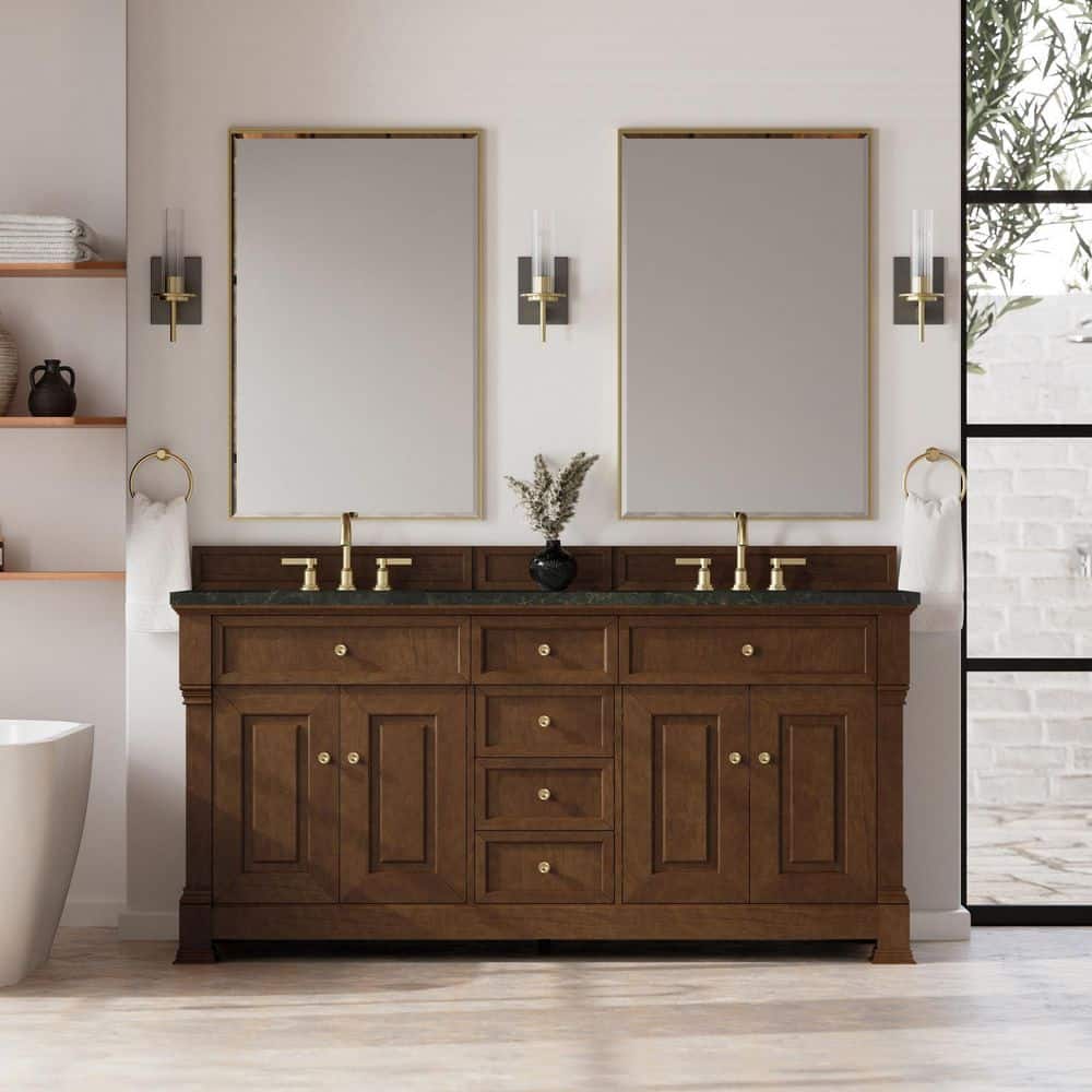 Brookfield 72.0 in. Double Bath Vanity in Honey Oak with Phantome Engineered Composite Top price history on PriceWatchPro