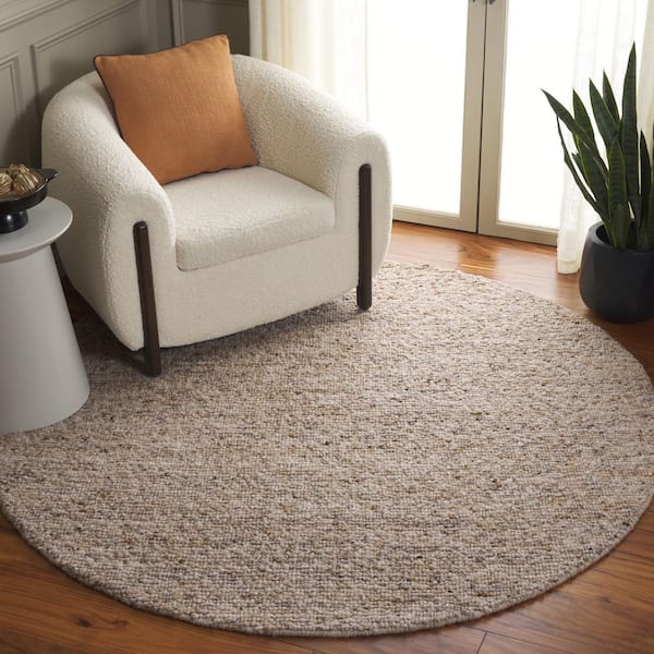 Natura 6 ft. x 6 ft. Beige Patchy Solid Round Area Rug