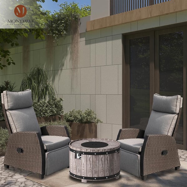 Mondawe Mongue Black 1 Piece Wicker Rattan Outdoor Patio Lounge