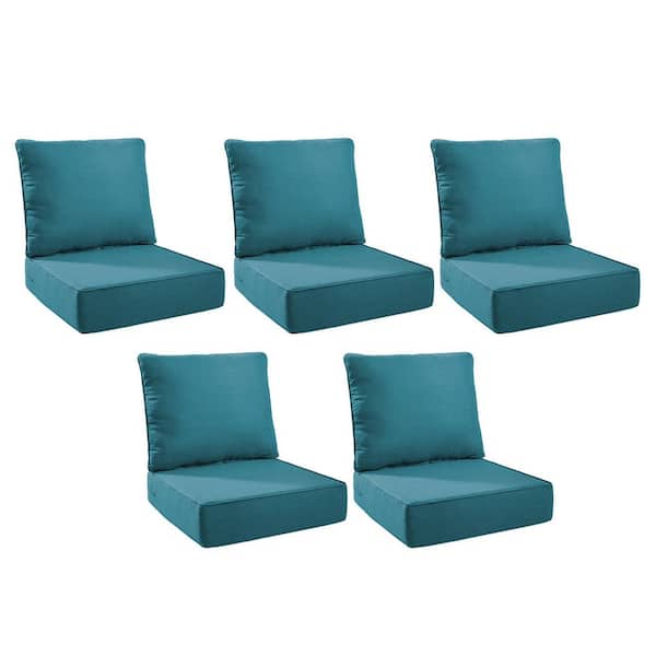 Bellefurn Duraolex 24 in. W x 24 in. D x 6 in. Thick Square 10-Piece Deep Seating Outdoor Lounge Chair Olefin Cushion Peacock Blue