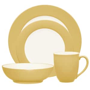 Colorwave Mustard 4-Piece (Yellow) Stoneware Rim Place Setting, Service for 1