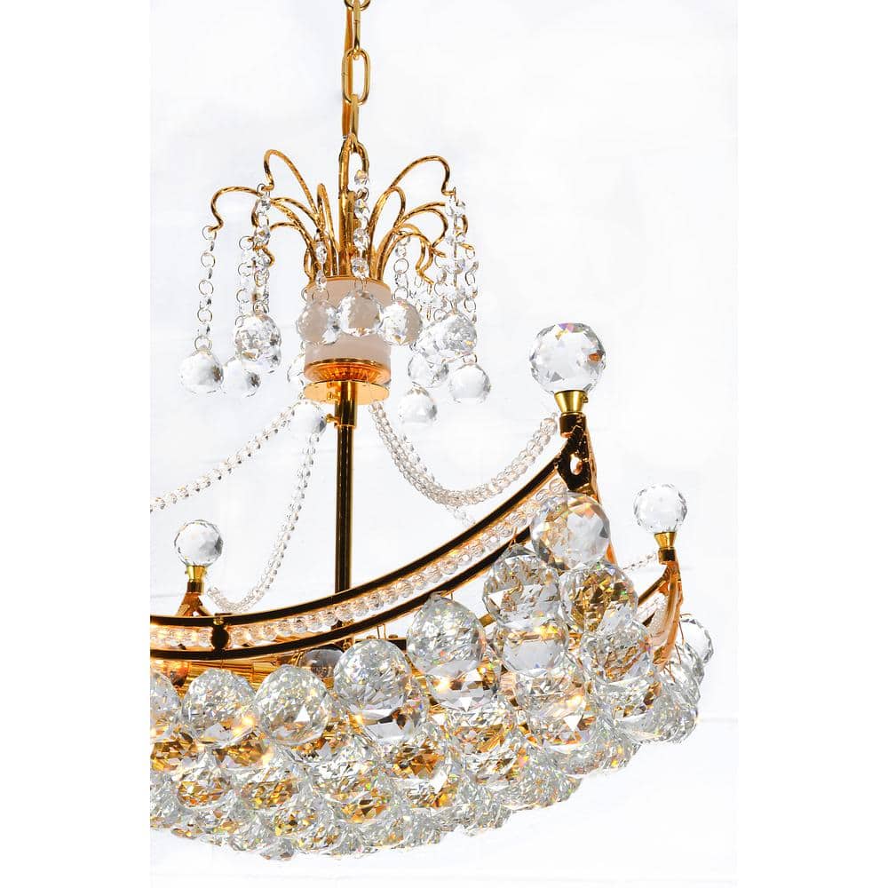 Luxurious Gold Crystal Orb Basket Chandelier