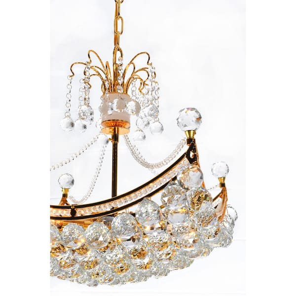 8-Light Gold Crystal Empire Chandelier for Living Room with No Bulbs Included