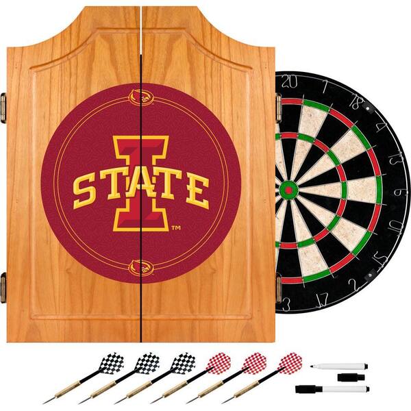 Trademark Lowa State University Wood Finish Dart Cabinet Set