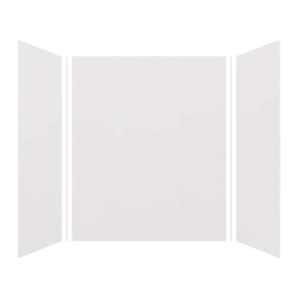 Expressions 48 in. x 60 in. x 72 in. 3-Piece Easy Up Adhesive Alcove Shower Wall Surround in Grey