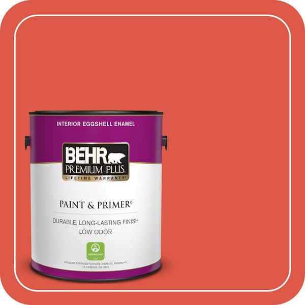 BEHR PREMIUM PLUS 1 gal. #T12-7 Red Wire Eggshell Enamel Low Odor Interior Paint & Primer