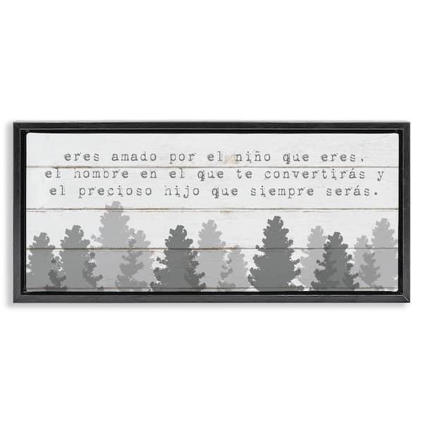 Stupell Industries Sweet Boy Gray Trees by Lil' Rue Black Floater Frame Typography Graphic Art Print 14 in. x 31 in.